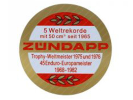 Sticker 65mm Red - Gold 5 Weltrekorde mit 50ccm Zündapp