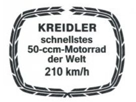 Sticker Tank - Rear fender 210Km/h Black - Transparant 80mm x 65mm Kreidler