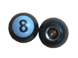 Valve Cap set 8-Ball Black 2-Pieces Universal