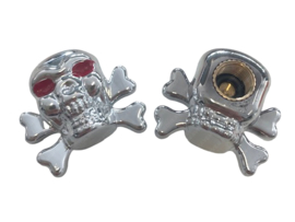 Valve Cap set Skull Silver 2-Pieces Universal