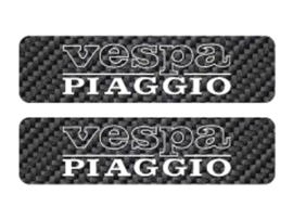 Tanksticker set Vespa Piaggio 115mm - 30mm Carbon - White 2-Pieces Vespa Ciao