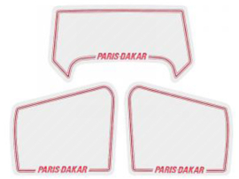 Sticker set Side panels - Headlight spoiler Paris Dakar White - Red Honda MT50