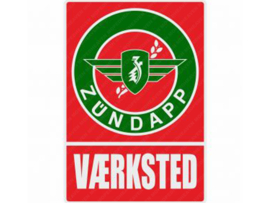 Werkplaats Sticker Deens Rood - Groen 200mm x 285mm Zündapp