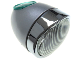 Headlight egg-model silver / chrome 102mm (Underside mounting) Puch Maxi