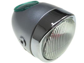 Headlight egg-model silver / chrome 102mm (side mounting) Puch Maxi
