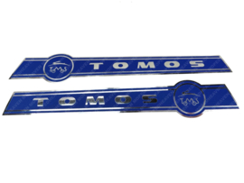 Sticker set Chrome / Blue 210mm x 34mm 2-Pieces Tomos