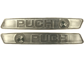 Tank Sticker Set Metal Silver Color With Green Logo RealMetal Puch Maxi Models