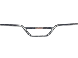 Handlebar Moto Cross Wide - Low Chrome with Logo 120mm - 22mm Universal