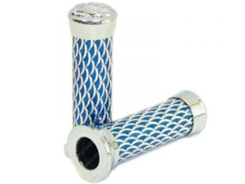 Handle grips set 22mm - 24mm 135mm Blue / Chrome Fish Universal