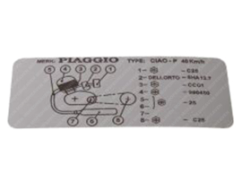 Model Identification Sticker Silver 100mm x 40mm Vespa Ciao P 40KM