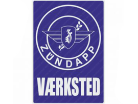 Werkplaats Sticker Deens Blauw 200mm x 285mm Zündapp