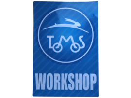 Workshop sticker English Tomos 200mm x 285mm