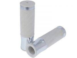 Handle grips set 22mm - 24mm 120mm White / Aluminium CNC Universal