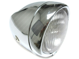 Headlight Egg-headlight Chrome - Chrome Big 130mm Oldtimer Side mounting Universal