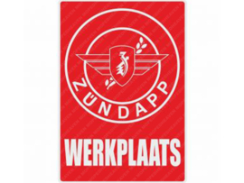 Werkplaats Sticker Nederlands Rood 200mm x 285mm Zündapp