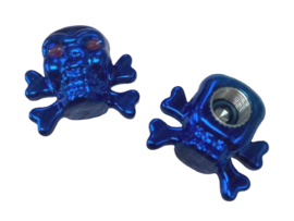 Valve Cap set Skull Blue 2-Pieces Universal