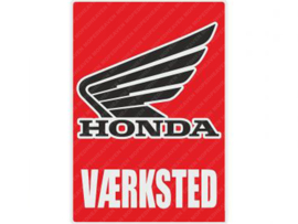 Werkplaats Sticker Deens Rood 200mm x 285mm Honda