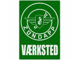 Werkplaats Sticker Deens Groen 200mm x 285mm Zündapp