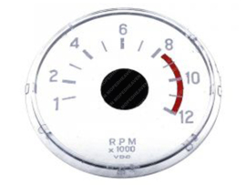 Glass VDO Tachometer 83mm White Numbers - Red Stripe Kreidler / Zündapp