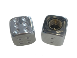 Valve Cap set Dice Silver 2-Pieces Universal