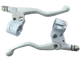 Brake lever set Short White Metal! Lusito 22mm Universal