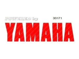 Sticker Yamaha "Powered By" 110mm x 45mm Red - Transparent Yamaha