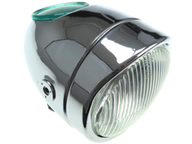 Headlight egg-model chrome / chrome 102mm (side mounting) Puch Maxi