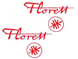 Sticker set Florett Red 170mm x 30mm 2-Pieces Kreidler Egg-Tank