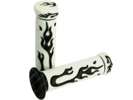 Handle grips set 22mm - 24mm 125mm White / Black Flame Universal