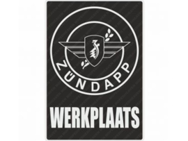 Werkplaats Sticker Nederlands Zwart 200mm x 285mm Zündapp