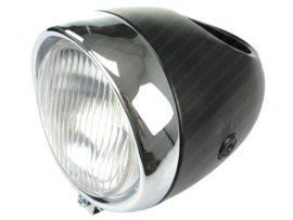 Headlight Egg-headlight Black - Chrome Big 130mm Oldtimer Side mounting Universal