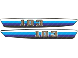 Sticker set Tank White - Blue - Black 2-Pieces Peugeot 103