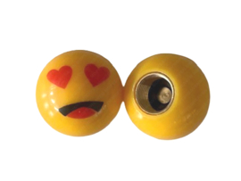 Valve Cap set Smiley Heart Shaped Eyes 2-Pieces Universal