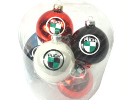 Kerstbal set Wit - Rood - Zwart 6-Delig Puch