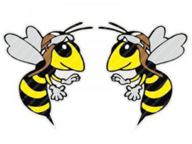 Aufkleber Satz Happy Wasp 40mm x 50mm Links & Rechts 2-Stück Vespa Ciao