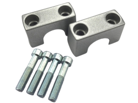 Handlebar clamp set M7 complete silver powdercoated Puch Maxi