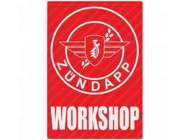 Werkplaats Sticker Engels Rood 200mm x 285mm Zündapp