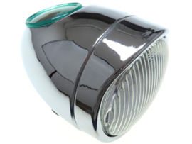Headlight egg-model chrome / chrome 102mm (Underside mounting) Puch Maxi