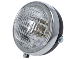 Headlight Round Black - Chrome 125mm Guia Universal