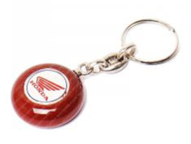 Keychain Wood Round Red - Honda