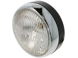 Headlight Round Black - Chrome 145mm Guia Universal
