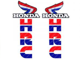 Sticker set HRC - Honda Racing Corporation 80mm x 168mm Geel - Rood - Blauw - Wit Honda