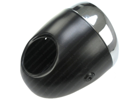 Headlight Egg-headlight Black - Chrome Big 130mm Oldtimer Side mounting Universal