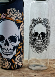 Skull glazen fles met sleeve