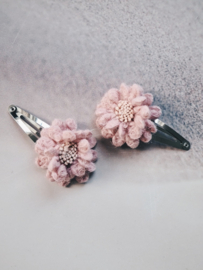 Haarclipje 5 cm "Vilten bloem - pink" (1 stuk)