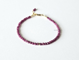 Robijn kralen armband , 14k goldfilled & 925 sterling zilver
