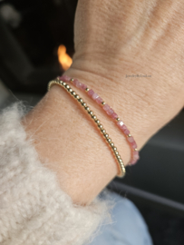 Roze toermalijn armband, 14k goldfilled & 925 sterling zilver