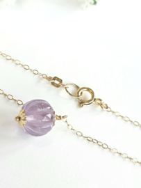 Fijn kettinkje met Amethist hanger - 14k goldfilled 925 sterling zilver