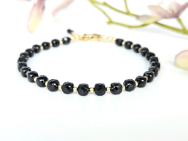 Black onyx bead bracelet, available in 14k gold filled - 925 sterling silver