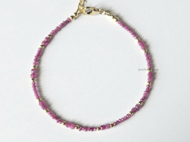 Robijn kralen armband , 14k goldfilled & 925 sterling zilver